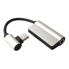 Cabo Adaptador 2 Em 1 Pra Carregar Tipo C E Fone 3.5mm Áudio