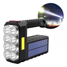 Linterna Portátil 8 Led + Cob Recargable Panel Solar Y Usb Color De La Luz Blanca