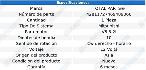 Marcha Arranque Tipo Mitsubishi Grand Wagoneer V8 5.2l 93 Foto 4