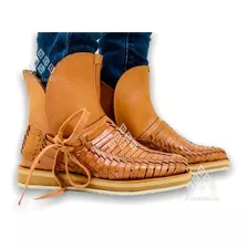 Bota Botín De Piel Artesanal Mexicano Modelo Hippie