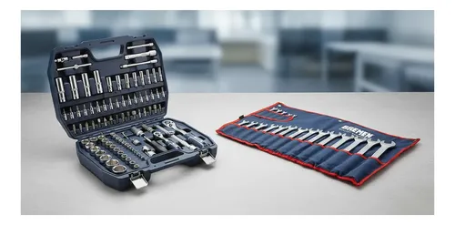 Kit Bremen: Set Llave Tubo Bocallaves 94pz 1/2-1/4mm Gris + Llaves Combinadas Juego 19pc 6-24 Dgm
