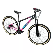 Bicicleta Aro 29 Passeio Feminina Gti Roma 21v Freio A Disco Cor Preto/rosa Tamanho Do Quadro 15