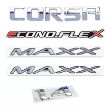 Kit Emblemas Chevrolet Corsa 1.4 Maxx Econoflex Vermelho