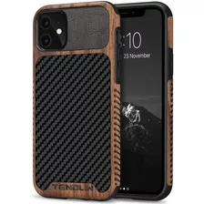 Funda Para iPhone 11, Cuero/negro/madera/resistente