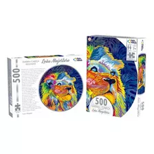 Quebra Cabeça Redondo Leão Majestoso 500 Pç Brinquedo Puzzle