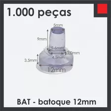 Batoque Silicone 12mm (1.000 Peças)