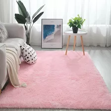 Tapete Para Sala Quarto In Felpudo Peludo Rosa Bebe Criança