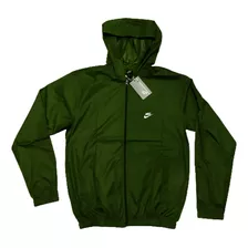 Chaqueta Impermeable Cortaviento Capucha Ligera Verde Mil Xl