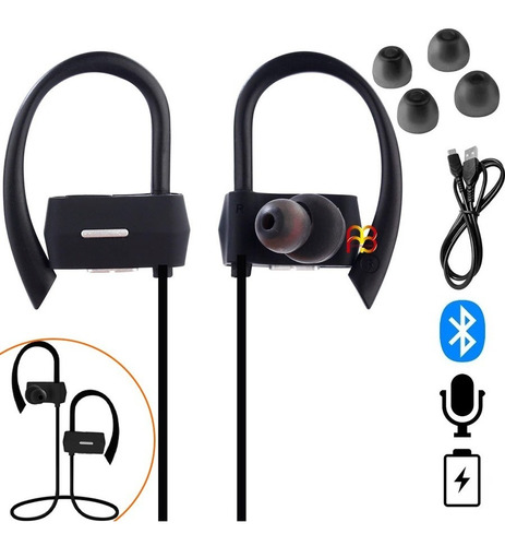 Auriculares Inalambricos Bluetooth In-ear Deportivos Negro F