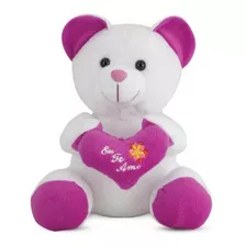 Urso Pelucia Roxo Com Coração Eu Te Amo Ursinho Apaixonado