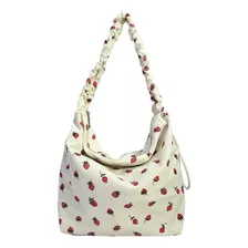 Bolso De Hombro Estampado De Fresas Para Mujer Con Fruncidos