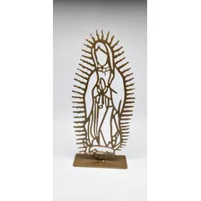 Virgen De Guadalupe Metálica Acabado Tipo Celosia 20 X 10 Cm