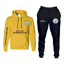 Conjunto Moletom Abrigo Manchester City Premier Calça Blusa