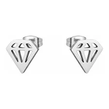 Brinco Diamond Diamante Formato Cor Prata Hip Hop Mini Par