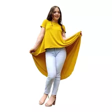 Blusa París Manga Maxiblusa Corta Cola De Pato Larga Curvy