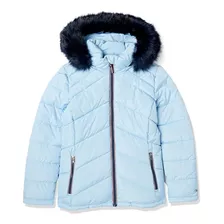 Casaca Tommy Hilfiger Contrast Zipper Puffer Mujer Celeste