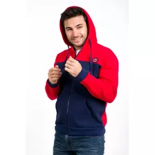 Campera Hombre Frisa Algodon Combinada Capucha C.art 825