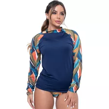 Blusa Térmica Feminina Manga Longa Estampada Proteção Uv