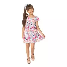 Vestido Menina Malha Coral Claro Floral - Hrradinhos