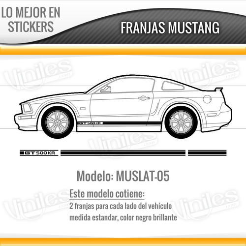 Par De Stickers, Viniles Franjas Laterales Para Ford Mustang Foto 6