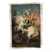 Pintura Religiosa Óleo Sobre Tela Cusquenho - São Jorge