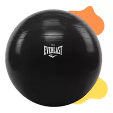 Bola De Pilates 55cm Anti Estouro Com Bomba Everlast Preto