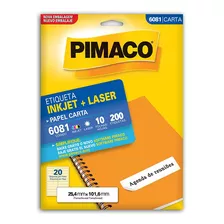 Etiqueta Inkjet/laser Carta 6081 Com 10 Folhas Pimaco