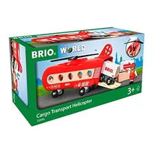 Brio Cargo Helicopter Wooden Toy Red