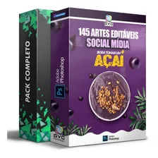 Pack Artes Açaí Editável Psd Social Media Feed Stories