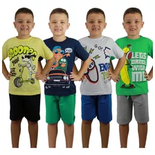 Kit 4 Conjuntos Menino Infantil Verão Masculino 1 A 8 Anos 