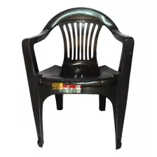 Cadeira Plástica Poltrona Preta Capacidade 182 Kg
