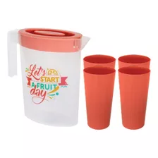 Kit Jarra Y 4 Vasos De Plástico Xplast