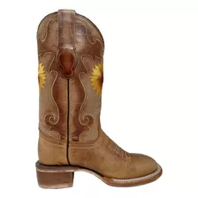 Bota Dama Rodeo Tombstone Arena Queen Miel Girasoles Punta U