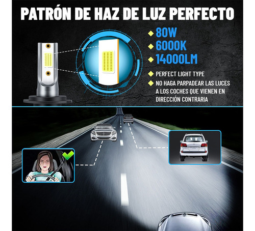 Kit De Faros Led H11 Baja Para Mazda, 14000 Lm Y 80 W Foto 6