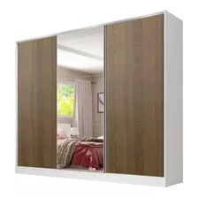 Guarda-roupa Casal 100 Mdf Madesa Royale 3 Portas C/ Espelho Cor Branco/rustic 106209