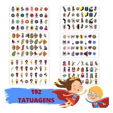 192 Tatuagem Temporária Infantil - Tema Heróis Variados
