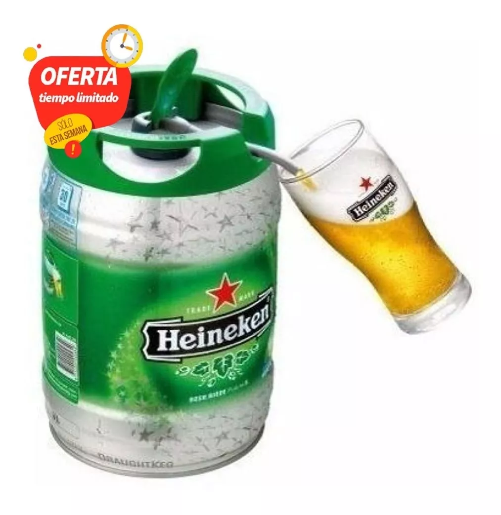 Cerveza Heineken Barril 5 Litros 100% Holandesa Original 