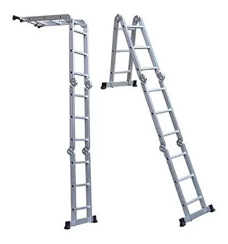 Escalera Plegable Multifuncional De 12 Pasos En Aluminio 