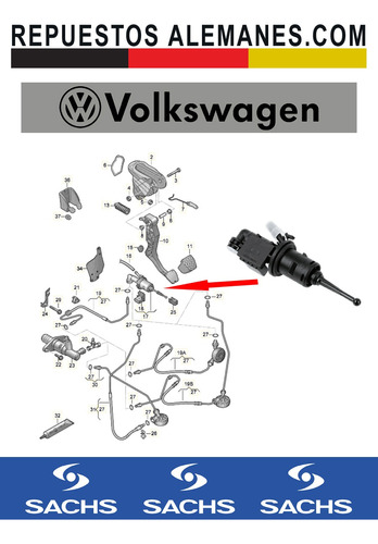 Cilindro Maestro De Embrague Vw Beetle Caddy Golf Jetta Foto 2