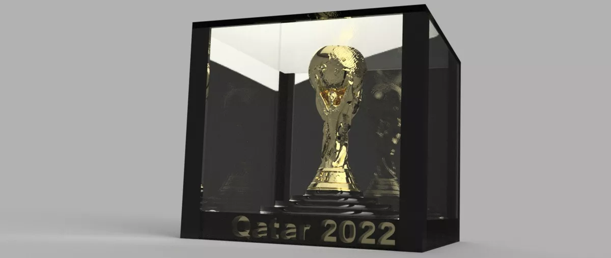 Vitrina Con La Copa Qatar 2022- Figura Plastica