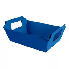 Cesta De Papel - Cartão Cores C/10 Unidades - 18x12x5cm Cor Azul