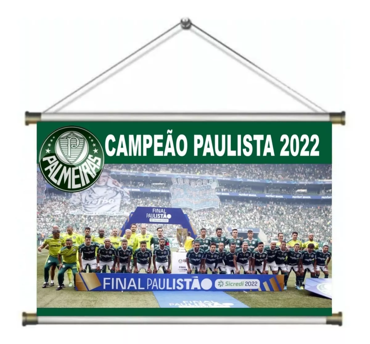 Pôster Banner Palmeiras Campeão Paulista 2022 60x40cm