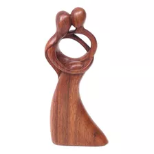 Novica Brown People And Portraits Wood Sculpture, Romantic D