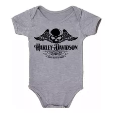 Body Bebê Rock Harley Davidson Caveira Trad Mark