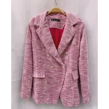 Blazer Balmain Tweed Feminina Com Forro Alongada