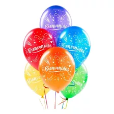 Set Globos Colores 6pcs Impreso Bienvenidos Decoración Glam