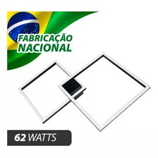 Plafon Fit Led 62w Bivolt 27x35 Quadrado Alumínio Cor Preto Luz Quente