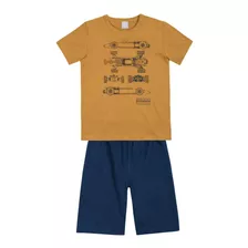 Conjunto Infantil Menino Com Bermuda Em Moletinho 