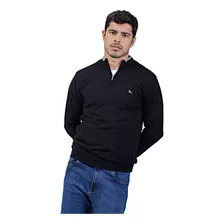 Sweater Medio Cierre Negro, Hombre. Bravo J. Talle S-3xl