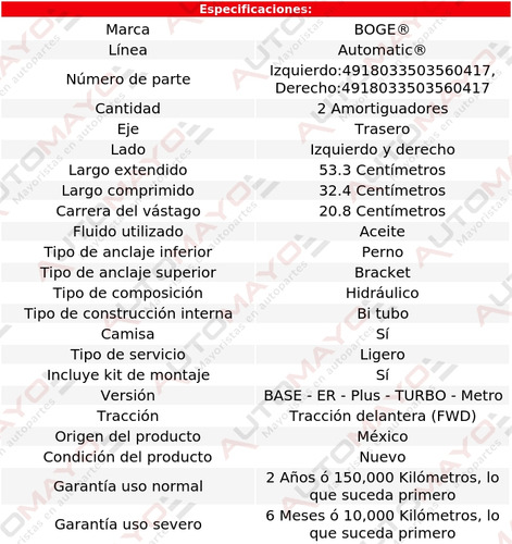 2 Amortiguadores Hid Tras Boge Sprint L3 1.0l 85-87 Foto 2